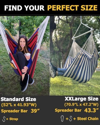 ADVOKAIR Hammock Chair Hanging Chair Rope Swing XXL - Max 500lbs, 70in Large ...