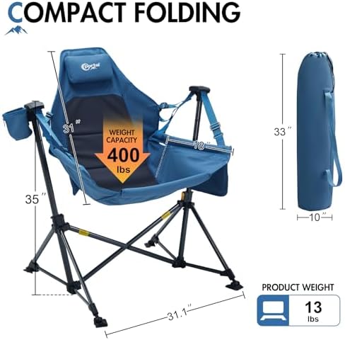 Portal Hammock Camping Chair,Adjustable Recline Backrest,Blue