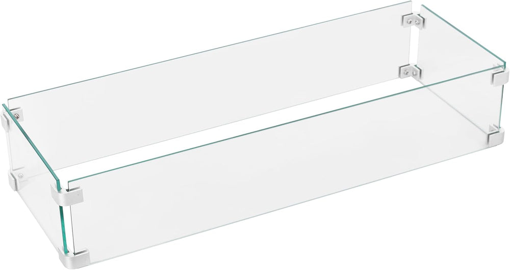 Nuu Garden Tempered Glass Wind Guard for Rectangular Fire Pit Table 29 x 10 x...