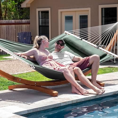 SUNCREAT Hammocks for Outside with Stand, Hammock Cover, Extra Large Double H...