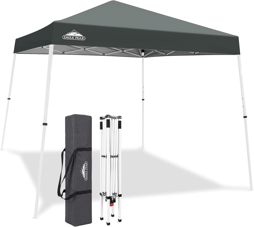 EAGLE PEAK 10x10 Slant Leg Pop Up Canopy Tent, Gray