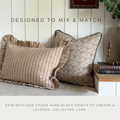 Palm & Loom 100% Cotton Linen Cushion Cover - Aira Decorative Throw Pillo...