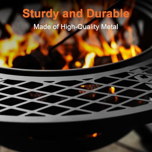 32 Inch Outdoor Fire Pits for Outside Wood Burning Fire Pit for Outdoor