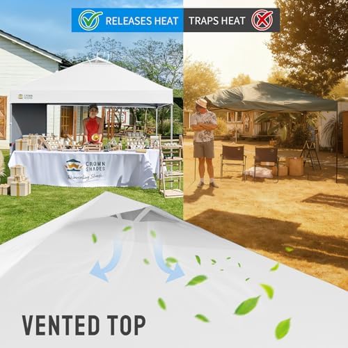 CROWN SHADES 10x10 Pop Up Canopy with 1 Side Wall, Beach Canopy Tent, White