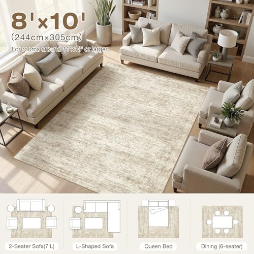 cotiled 8x10 Area Rugs Abstract Distressed Washable Large Living Room Rug