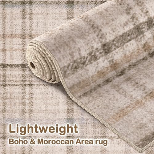 Tortania Area Rug Living Room Rugs - 9x12 Washable Large Soft Neutral Boho Mo...