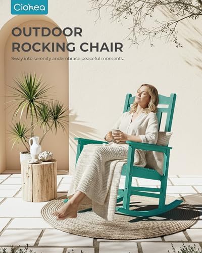 Ciokea Oversized Outdoor Rocking Chair, 380lbs Heavy-Duty Large Patio Rocker,...