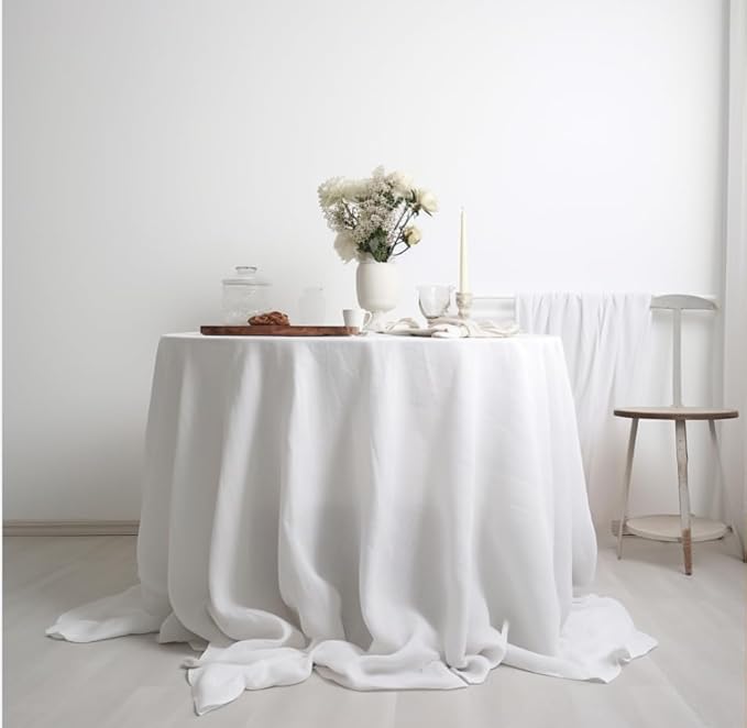 EVERLY 100% Pure Linen Round Tablecloths 70Inch Round Machine Washable Tablec...