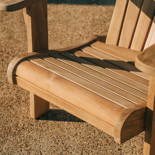 Titan Great Outdoors Grade A Teak Adirondack Chair with Footstool for Backyar...