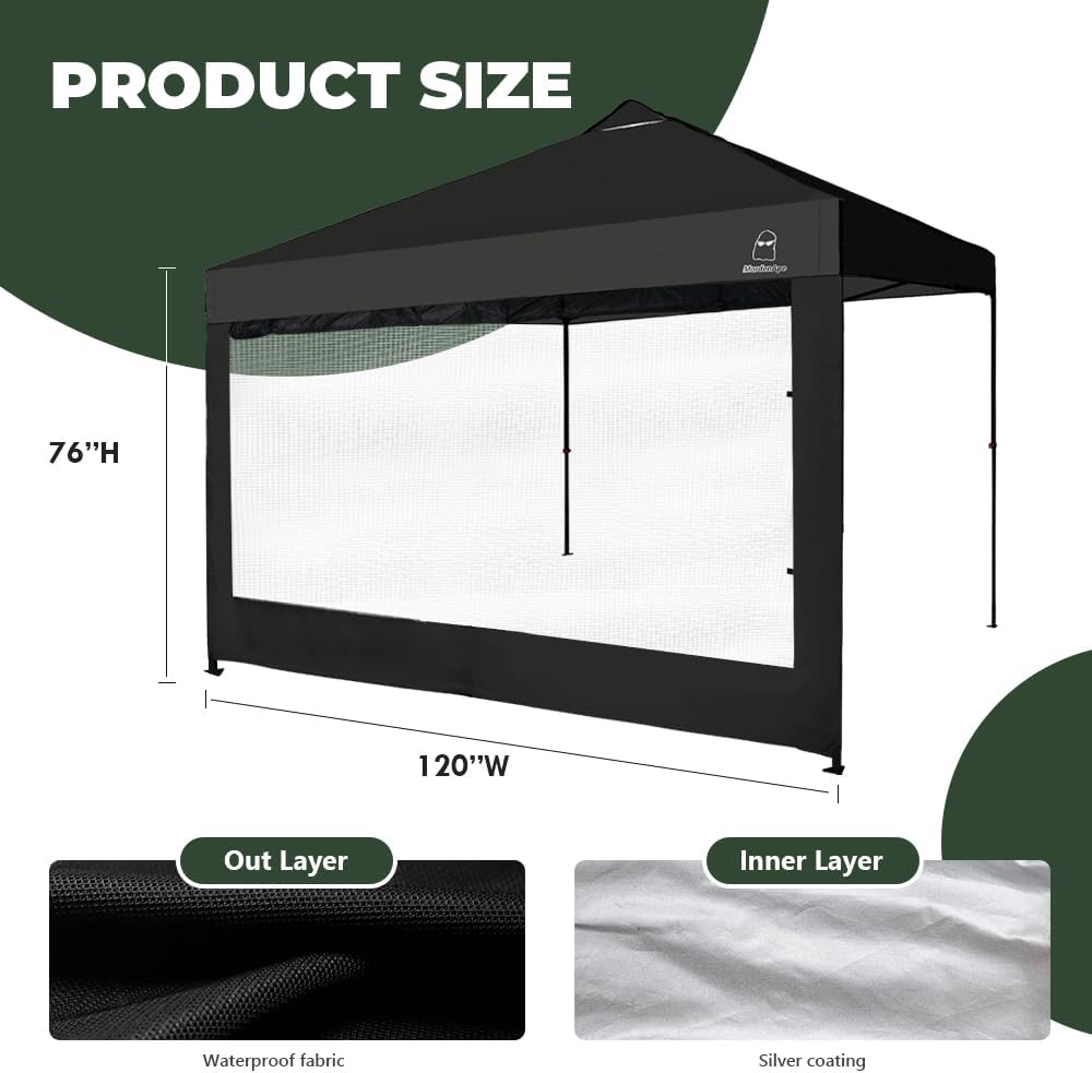 Mesh Sidewall for 10x10 Pop Up Canopy - Straight Leg, Commercial Grade Black ...