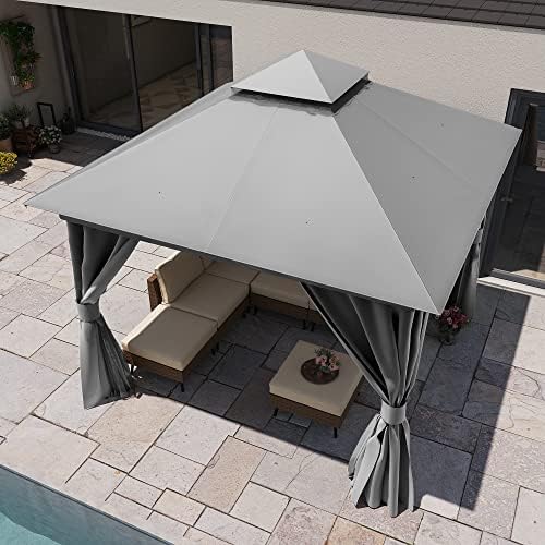 LAUSAINT HOME 10x10 Gazebo Canopy, Heavy Duty Metal Frame Patio Canopy with 1...