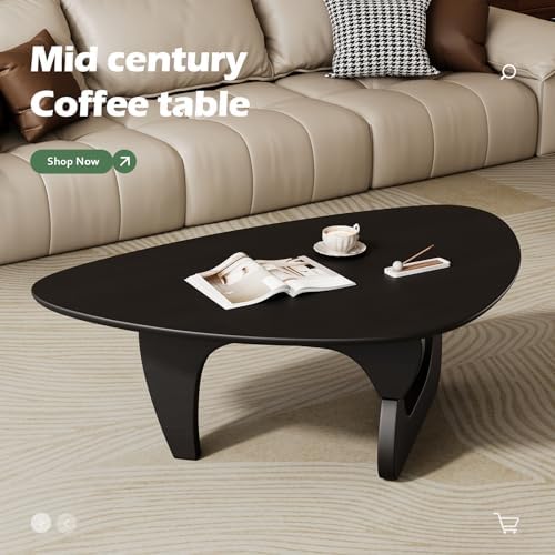 Mid Century Modern Coffee Table - Black Wooden Coffee Table for Living Room,C...
