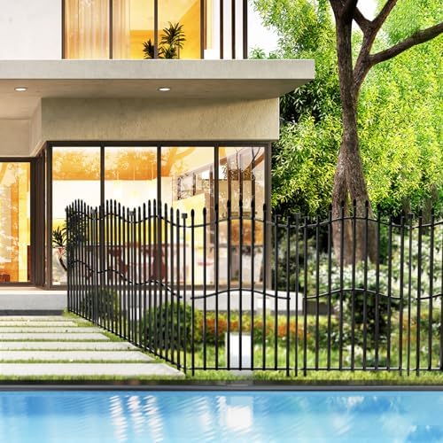 No Dig Garden Fence 40" H x 22.5'L with Gate Decorative Yard Dog Panels