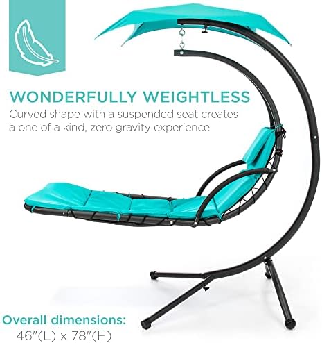 Best Choice Products Outdoor Hanging Curved Steel Chaise Lounge Chair Swing w...