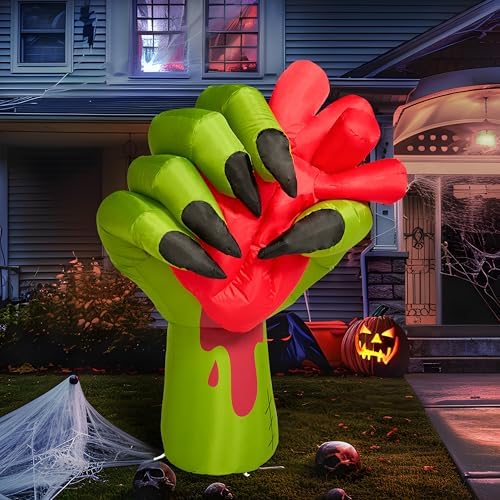 JOIEDOMI 5 Ft Halloween Inflatables Zombie Hand Outdoor Decorations, Blow Up ...