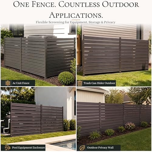 2 Panel Air Conditioner Fence, 42" H x 6.33 FT W Metal AC Unit Fence wit...