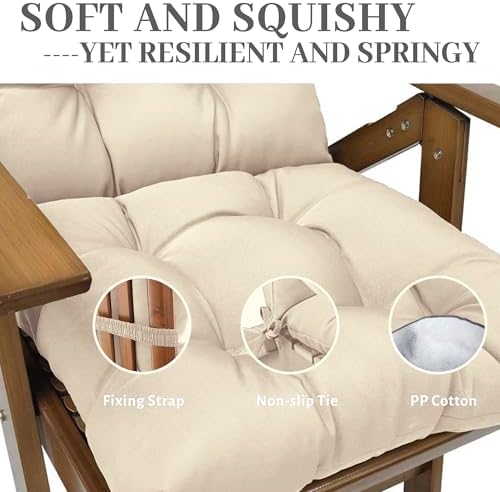 Thickened High-Back Adirondack Rocking Chair Cushion Beige
