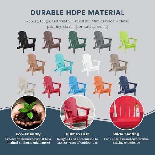 WO Home Furniture Laguna Folding Adirondack Chair, Red