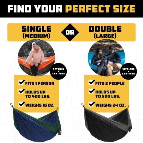 Wise Owl Outfitters Camping Hammock – up to 500lbs Portable Hammock with Tree...