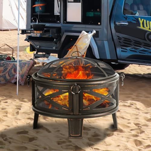 Breezz Round Wood-Burning Fire Pit with Grill, 26 in