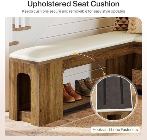 Tribesigns L Shaped Corner Bench with Removable Seat Cushion, 47.24" Far...