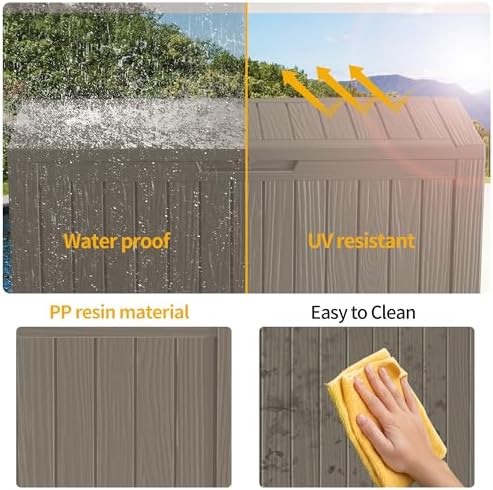 EasyUp 150 Gal Deck Box Waterproof Outdoor Storage Box Gray