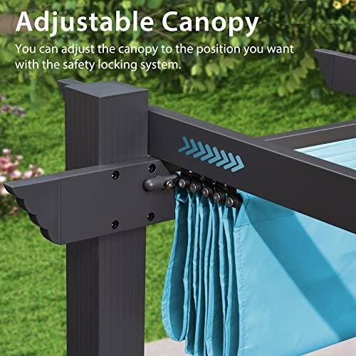 PURPLE LEAF Outdoor Pergola Retractable Aluminum 12' X 18', Turquoise...