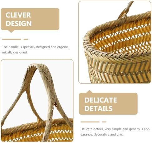 Ciieeo Bamboo Weaving Shopping Basket Handheld Vegetable Fruit Storage Basket...