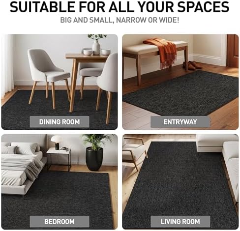 Rugshop Modern Textured Power Loomed Area Rug Non-Slip Dark Gray 5' x 7'