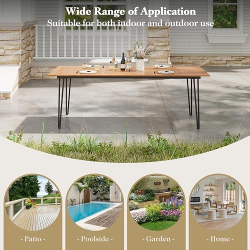 Tangkula 86.5" Large Patio Dining Table for 8, Acacia Wood 8-Person Dini...