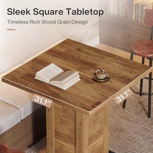 Tribesigns 39.4" H Square Bar Table, Industrial High Top Bistro Pub Cock...