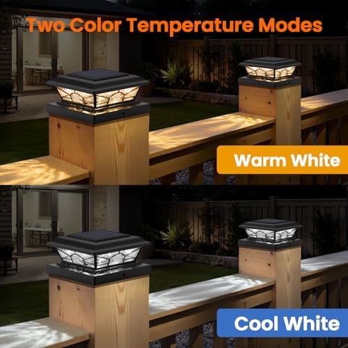Brightever 4x4 Post Solar Lights, Solar Post Cap Lights Black 12-Pack