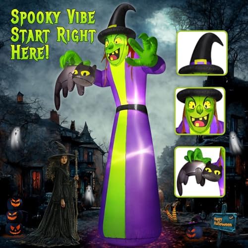 zukakii 12FT Giant Halloween Inflatables Witch Outdoor Decorations, Huge Hall...