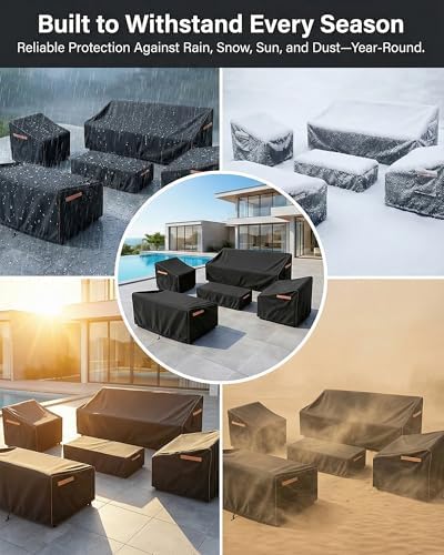 Patio Furniture Cover Set, 5-Piece Outdoor Furniture Cover Waterproof, 600D H...