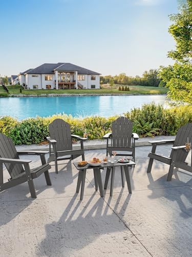 Homejoy HDPE Outdoor Side Table,Small Outdoor Table for Patio, Dark Gray