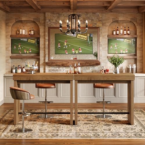 Tribesigns Bar Table, 41.3" Counter Height Pub Table with Metal Footrest...