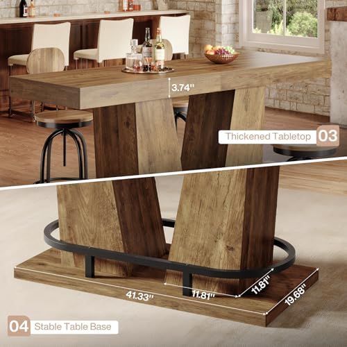 Tribesigns 62.99" Industrial Bar Table for 4-6, Rectangle Counter Height...