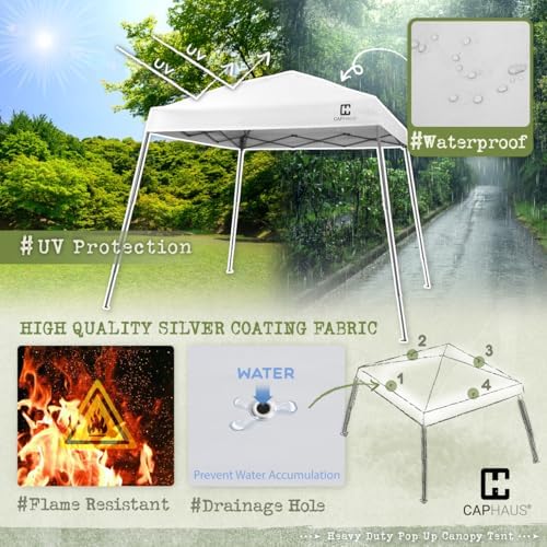 CAPHAUS One-Push Pop Up 8x8 Canopy Tent, Heavy-Duty Commercial Grade with Cen...