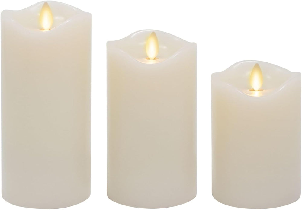 Matchless Candle Co. Flameless Moving Flame Pillars, Unscented Wax Melted Edg...