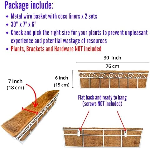 LaLaGreen Wall Mounted Planters (2 Pack, 30 Inch) Window Flower Boxes Basket ...