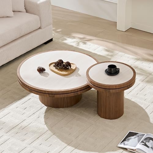 Sintered Stone Coffee Table Set of 2, 2 Piece Coffee Table and End Table Set ...
