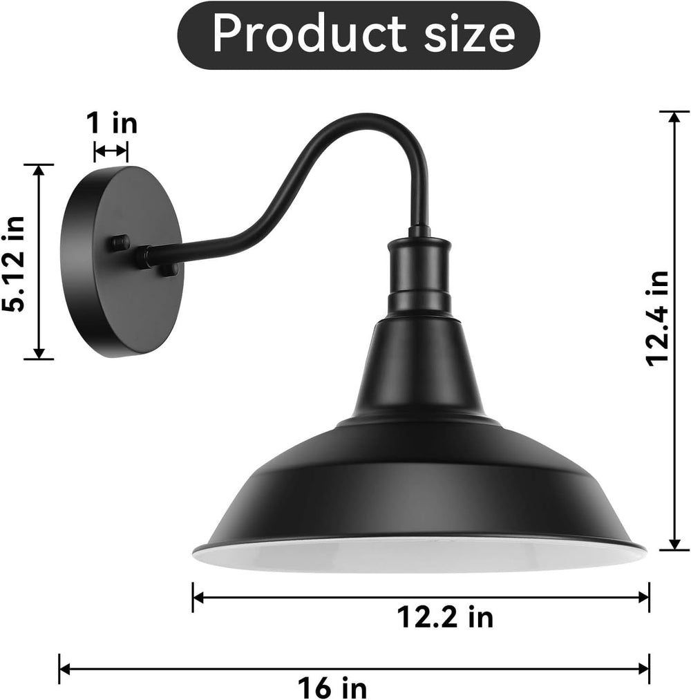 LOEHINLE ﻿Industial Outdoor Gooseneck Wall Sconces, Vintage Wall Mount Light ...
