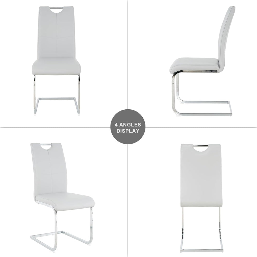 5 Piece Modern Dining Table Set of 4, 51" Tempered Glass Rectangle Dinin...