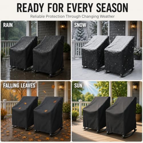 2 Pack Outdoor Rocking Chair Covers 420D Waterproof UV 27x32x39