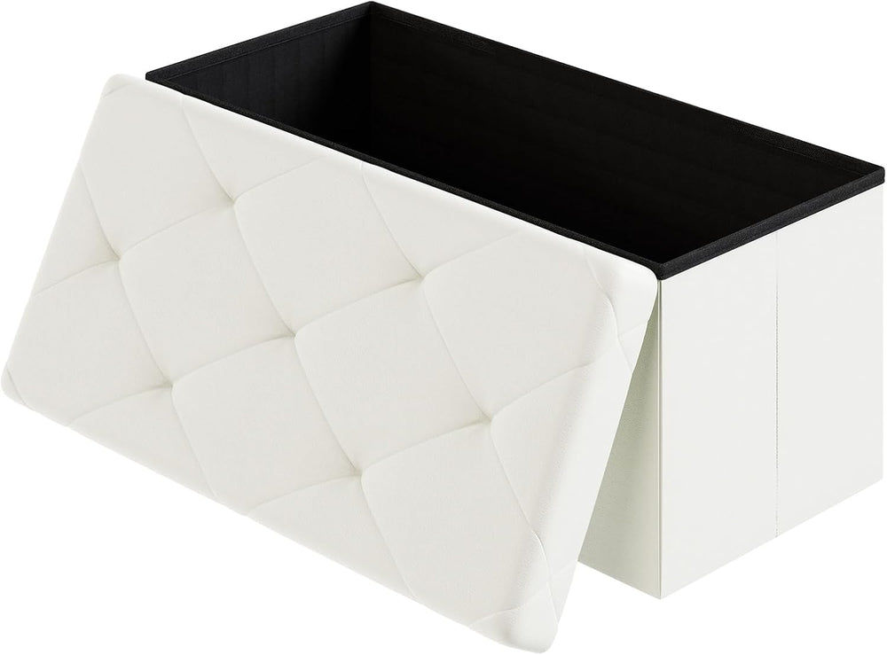 DUMOS 30 Inch Folding Ottoman with Storage Bench, Foot Rest Stool Ottoman