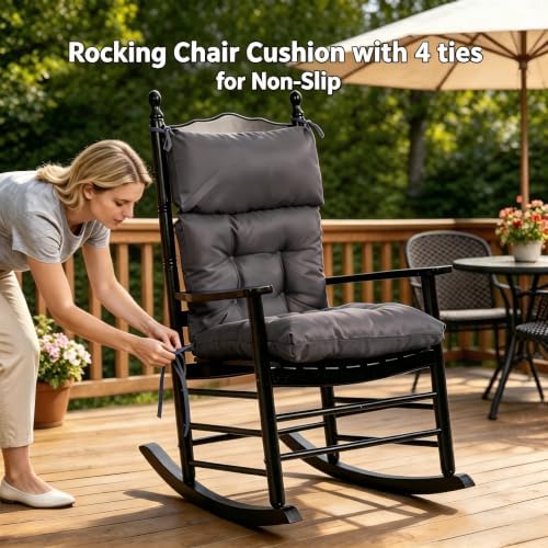 QILLOWAY Outdoor Rocking Chair Cushion 43x21 Inch, 100% Polyester Waterproof ...