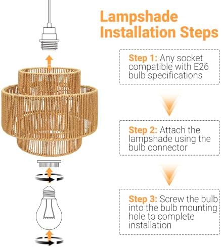 Hanging Light Lamp Shades Boho Rattan Lamp Shades, Woven LampShades for Floor...