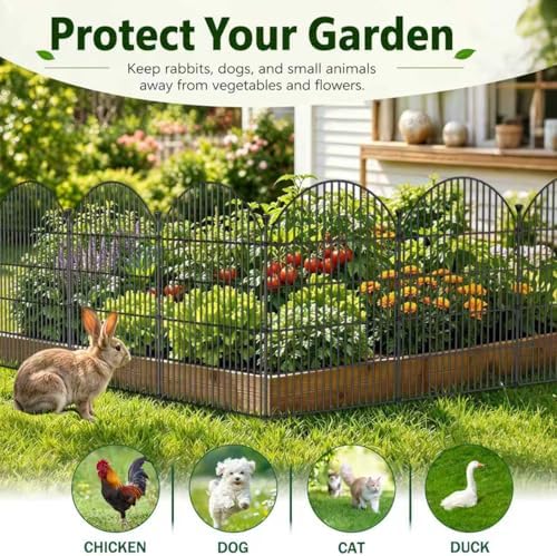 No Dig Garden Fence Panels, Dog Fence Outdoor for Yard, 12 Pack