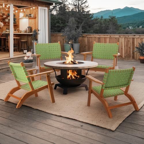 VINGLI Outdoor Armchair, Wooden Adirondack Chair All-Weather Wooden Patio Cha...
