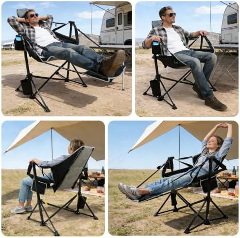 Suteck Hammock Camping Chair with Footrest,500LBS Oversized Swinging Chairs